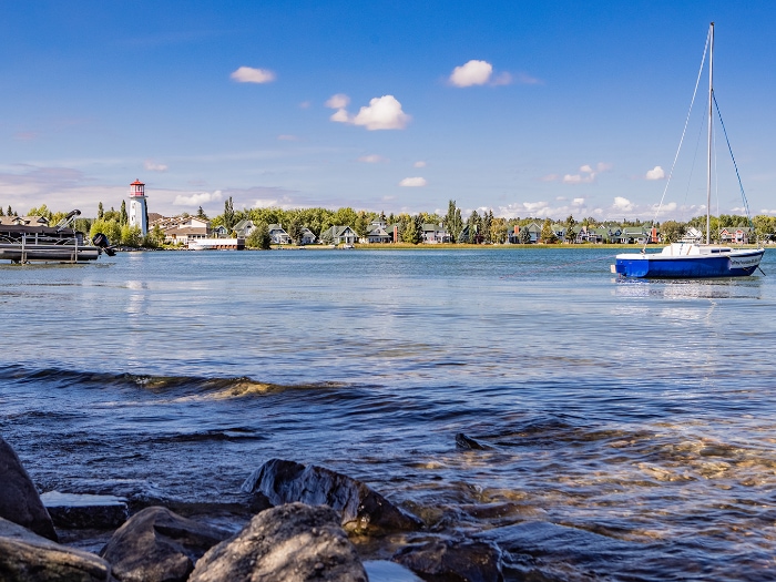 Crestview community feature lake and boat