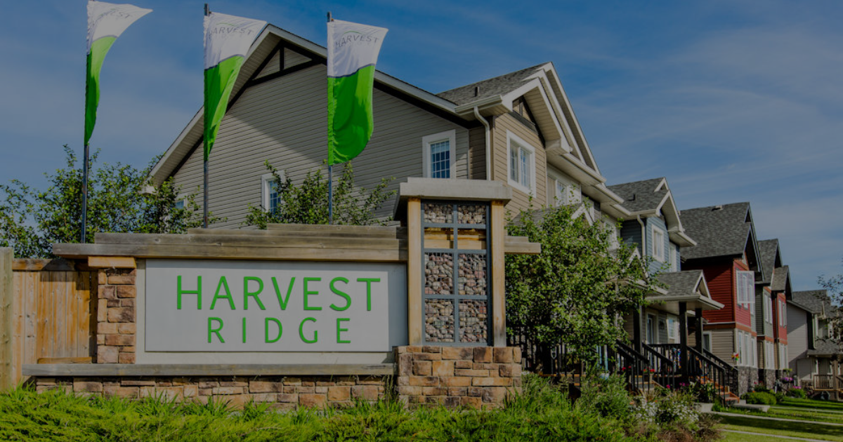 harvest ridge in spruce grove community entry sign