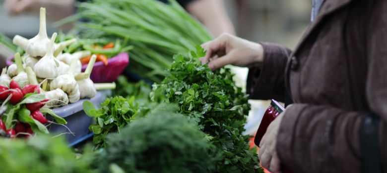 fresh produce at an indoor farmers market image